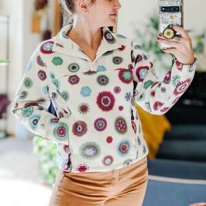 L.L. Bean Vintage Polartec Starburst Geometric T-Snap Fleece Pullover - Small